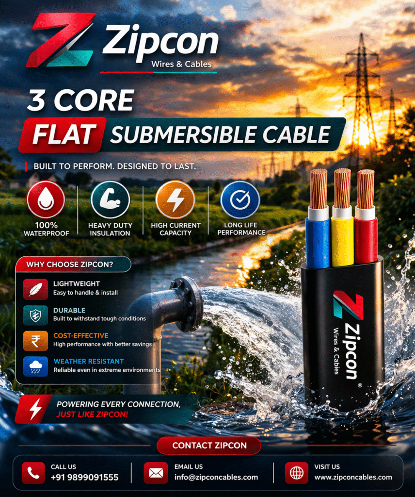 3 core flat submersible cable
