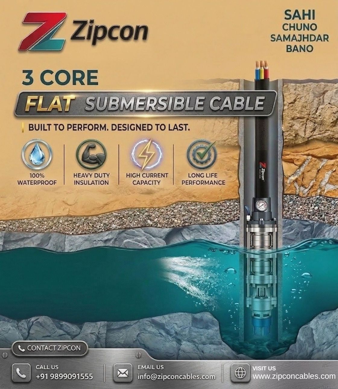 submersible 3 core flat cables in Bangalore