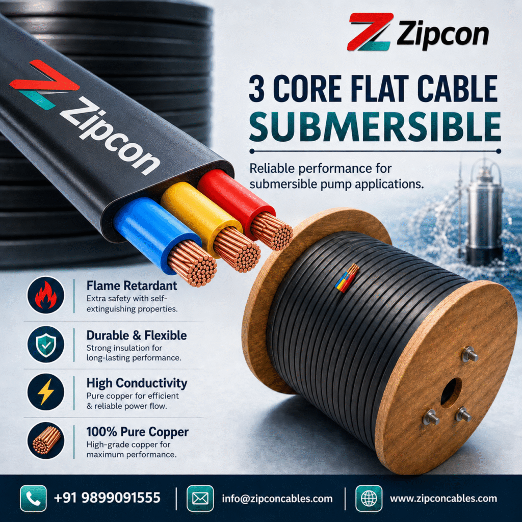 Submersible 3 Core Flat Cable Manufacturer in Tamil Nadu
