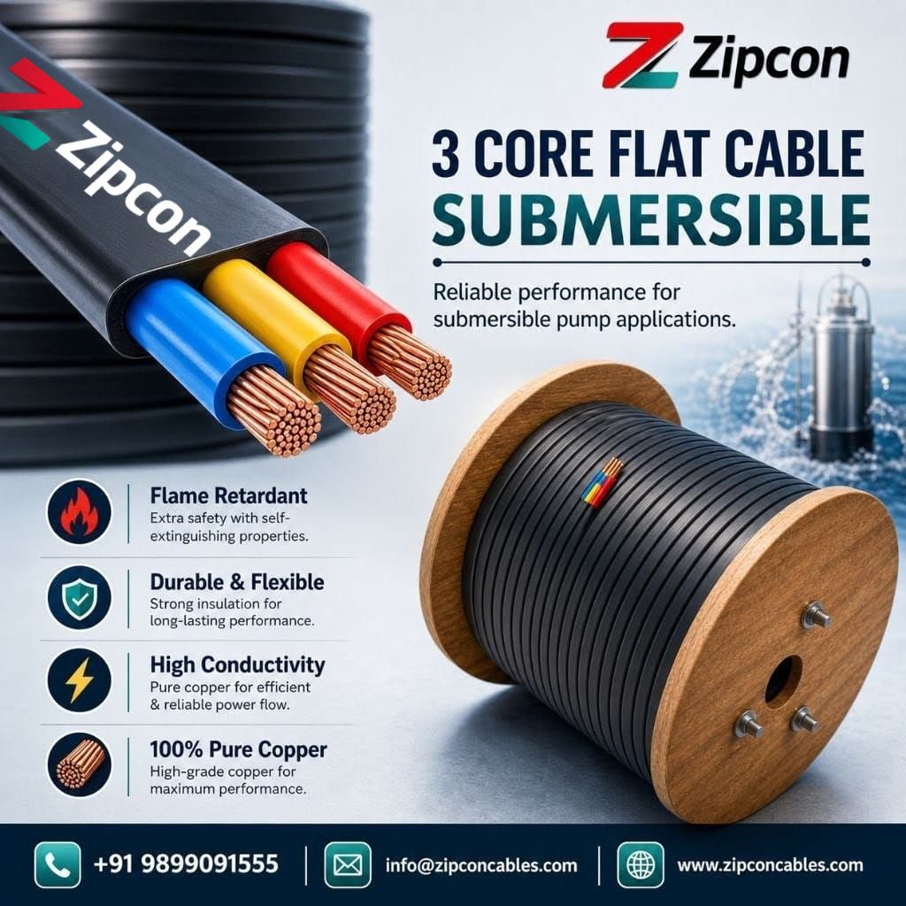 Submersible 3 Core Flat Cable Manufacturers in Noida